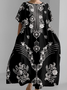 Ethnic Geometry Loose Vintage Dress With No