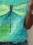 Women's Dragonfly Spring Print Casual Round Neck Short Sleeve T-Shirt