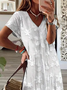 Women's Floral Spring Print Casual V-Neck Short Sleeve Slit Dress