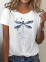 Women's Dragonfly Spring Print Casual Round Neck Short Sleeve T-Shirt