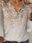 Floral Casual Notched Three Quarter Shirt
