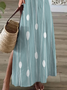 Women's Striped Spring Print Casual V-Neck Short Sleeve Slit Dress