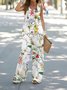 Floral print elegant casual two-piece set