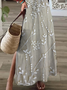 Women's Floral Spring Print Casual V-Neck Short Sleeve Slit Dress