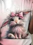 Women's Easter Cute Bunny Printed Round Neck Short Sleeve T-Shirt