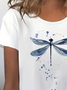 Women's Dragonfly Spring Print Casual Round Neck Short Sleeve T-Shirt