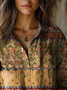 Women's Artistic Floral Print Long Sleeve Shirt