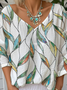 Print Casual V Neck Long Sleeve T-Shirt