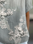 Women's Floral Print Spring Lapel Short Sleeve Shirt