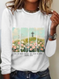 He Is Risen Png Wildflower Spring Easter Casual Long Sleeve Shirt