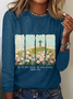 He Is Risen Png Wildflower Spring Easter Casual Long Sleeve Shirt