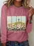 He Is Risen Png Wildflower Spring Easter Casual Long Sleeve Shirt