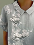 Women's Floral Print Spring Lapel Short Sleeve Shirt