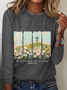 He Is Risen Png Wildflower Spring Easter Casual Long Sleeve Shirt
