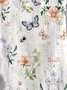 Elegant Shawl Collar Animal Cotton Blouse