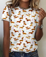 Women's Cute Dog Watercolor Print Cotton T-Shirt