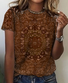 Women's Vintage Bohemian Floral Print Cotton T-Shirt