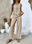 Fashionable geometric grid casual two-piece set