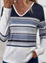 Print Casual V Neck Long Sleeve T-Shirt