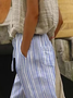 Women's  H-Line Straight Pants Daily Going Out Pants Blue Casual Printing Striped Summer Pants