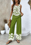 Fashionable lace floral splicing elegant casual two-piece set
