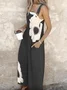 Square Neck Regular Fit Cotton And Linen Casual Jumpsuit