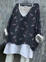 Vintage V Neck Animal Loose T-Shirt