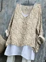 V Neck Floral Loose Casual T-Shirt