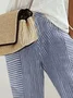 Women's  H-Line Straight Pants Daily Going Out Pants Blue Casual Printing Striped Summer Pants