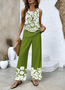Fashionable lace floral splicing elegant casual two-piece set
