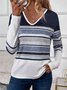 Print Casual V Neck Long Sleeve T-Shirt