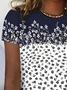 Women's Floral Print Casual Crew Neck Short Sleeve T-Shirt