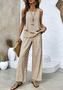 Fashionable geometric grid casual two-piece set