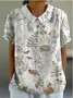 Floral Loose Elegant Shawl Collar Blouse