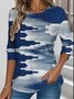 Jersey Crew Neck Casual Striped T-Shirt