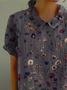 Women's Floral Print Spring Lapel Short Sleeve Shirt