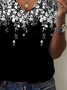Women's Floral Print Casual V-Neck Short Sleeve T-Shirt