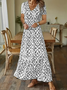 Loose V Neck Casual Dress With No