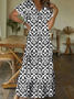 Loose V Neck Casual Dress With No