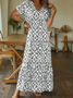 Loose V Neck Casual Dress With No