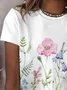Women's Floral Spring Print Casual Round Neck Short Sleeve T-Shirt