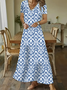 Loose V Neck Casual Dress With No