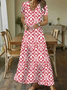 Loose V Neck Casual Dress With No
