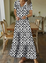 Loose V Neck Casual Dress With No