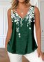 Casual V Neck Gradient Pattern T-Shirt