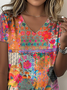 Loose V Neck Jersey Casual T-Shirt