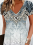 Women's Floral Spring Print Casual V Neck Short Sleeve Dress