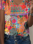 Loose V Neck Jersey Casual T-Shirt