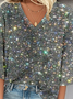 Starry Sky V Neck Casual Blouse