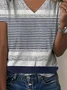 Print Casual V Neck Short Sleeve T-Shirt